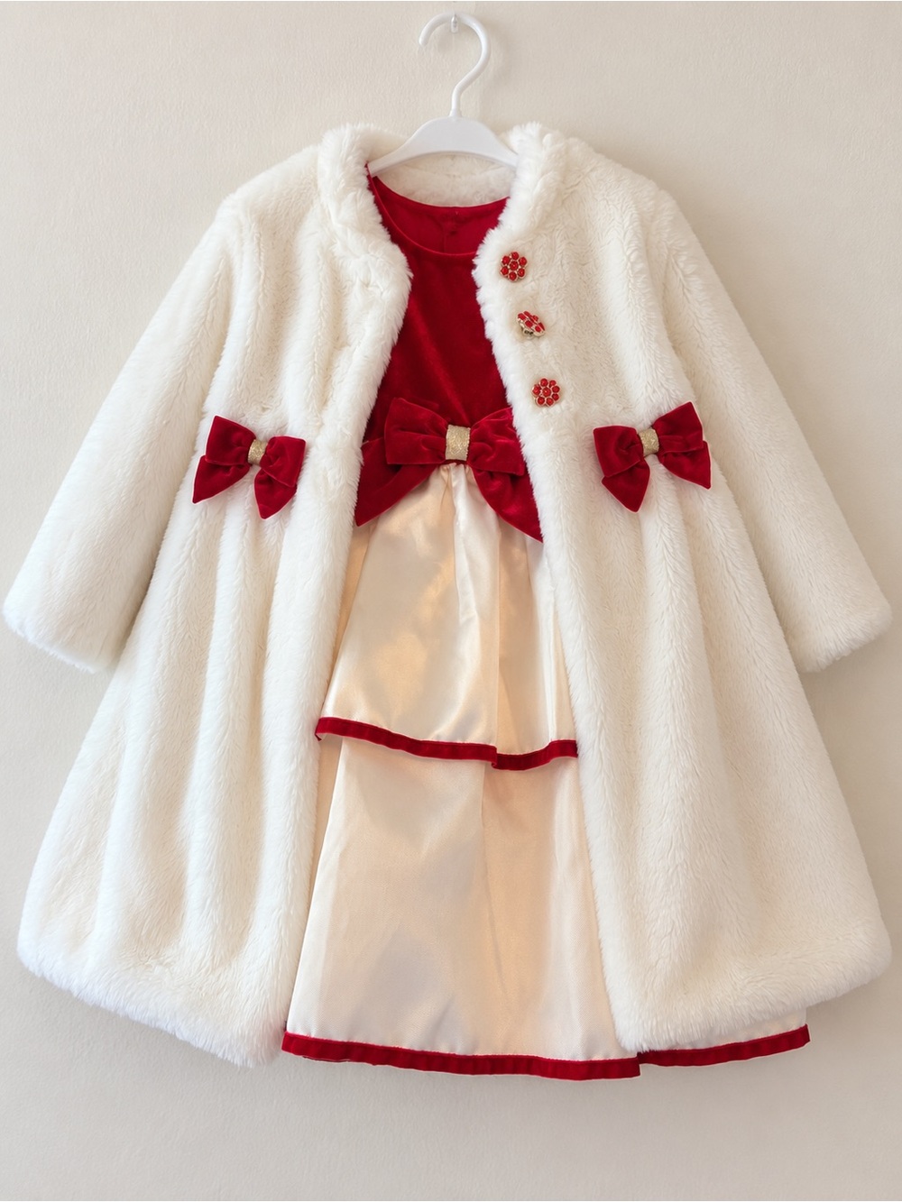 Blueberi Boulevard Girls’ Holiday Dress & Faux-Fur Coat Set – Size 4